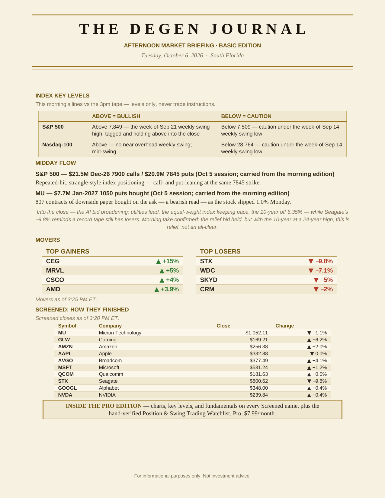 Final Hour Basic, Tuesday Oct 6, page 2